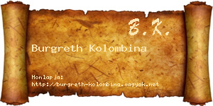 Burgreth Kolombina névjegykártya